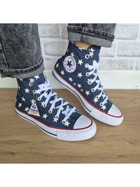 ⭐Converse Chuck Taylor Hi Stars Sz 7.5 Women's Shoes Sneaker Navy Blue A15503F